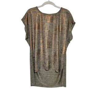 Dantelle Foil Print Step Hem Top in Coffee Copper - Size Large